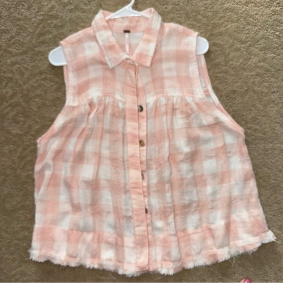 Free People Hey There Sunrise Button Front Gingham Top - Picture 6 of 14